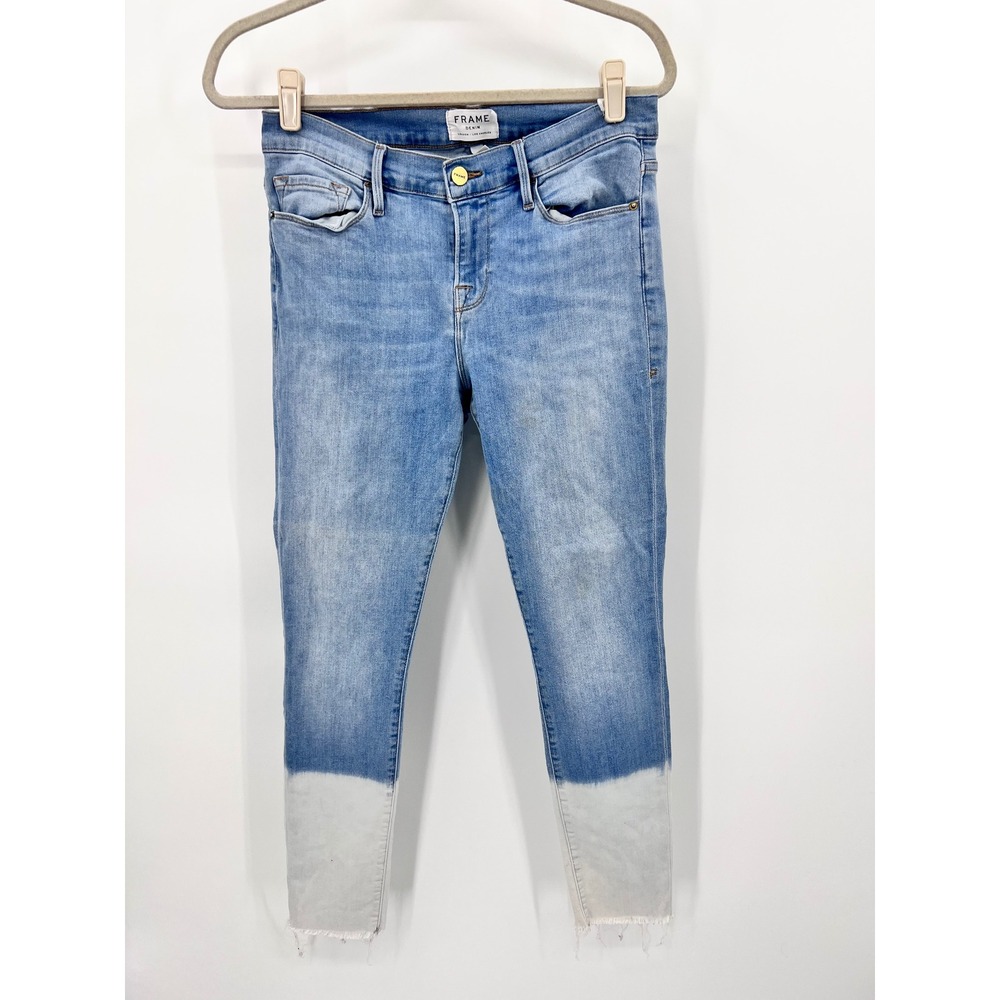 FRAME‎ Le Skinny de Jeanne Crop Jeans Finchley Dip Dye Raw Hem Size 29